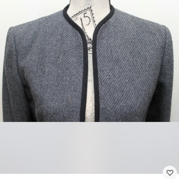 Sphere Made in Japan Black Blazer Women Open Wool Black Piping Sz 12 Fall Lined - Picture 12 of 14